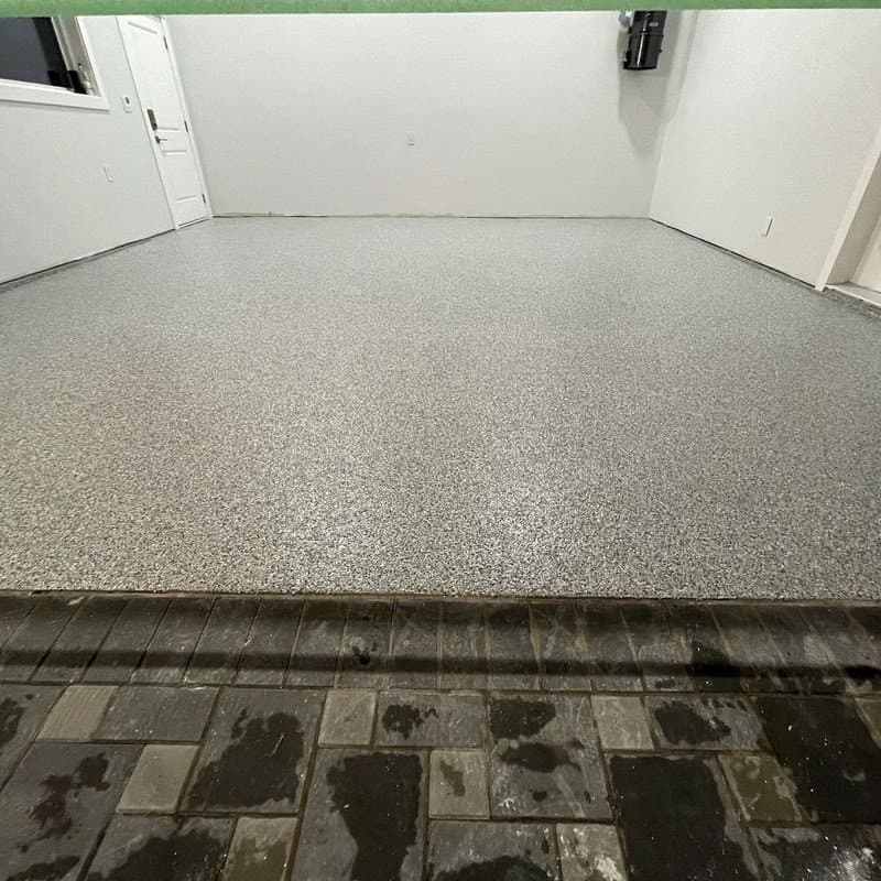 Garage epoxy with gravel flakes — Langley project